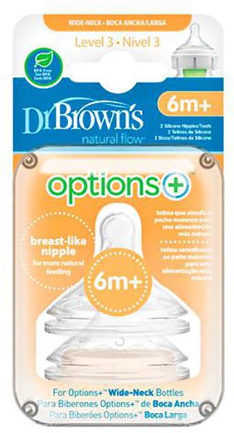Smoczki do butelek Dr. Brown's Options Tetina Nivel 3 2 szt (72239317600) - obraz 1