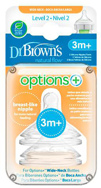 Соски для пляшечок Dr. Brown's Wide Neck Teeth Options Level 2 2 шт(72239317594) - зображення 1
