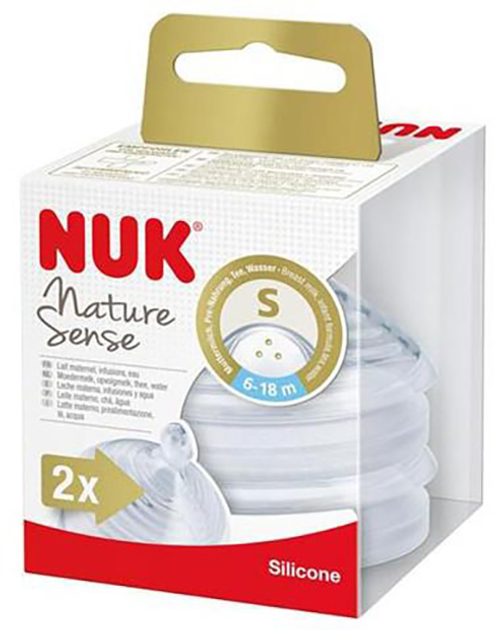 Соски для пляшечок Nuk Nipple Nature Sense S 6-18 місяців 2 шт (4008600283782) - зображення 1