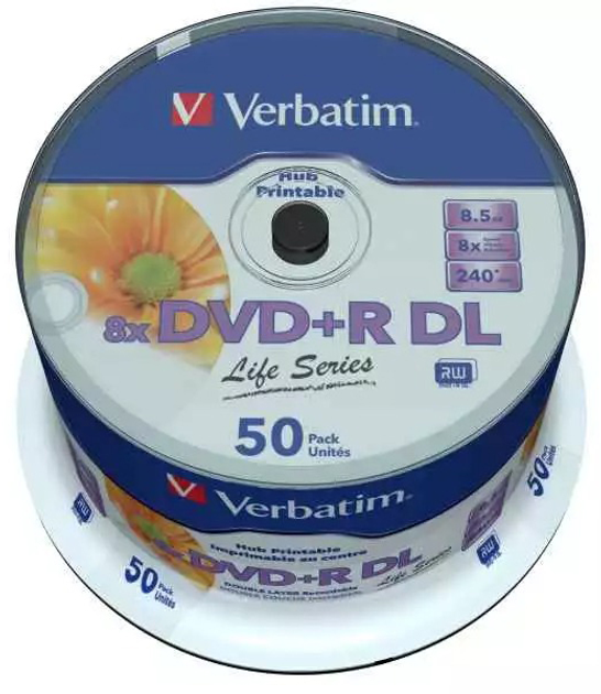 Диски Verbatim DVD+R DL 8.5 GB 8x Spindle 50 шт Printable (0023942976936) - зображення 2