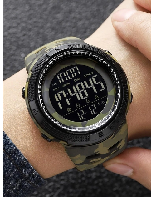 Часы наручные мужские с подсветкой Skmei 2070CMGN 5ATM black/green-camo - изображение 6