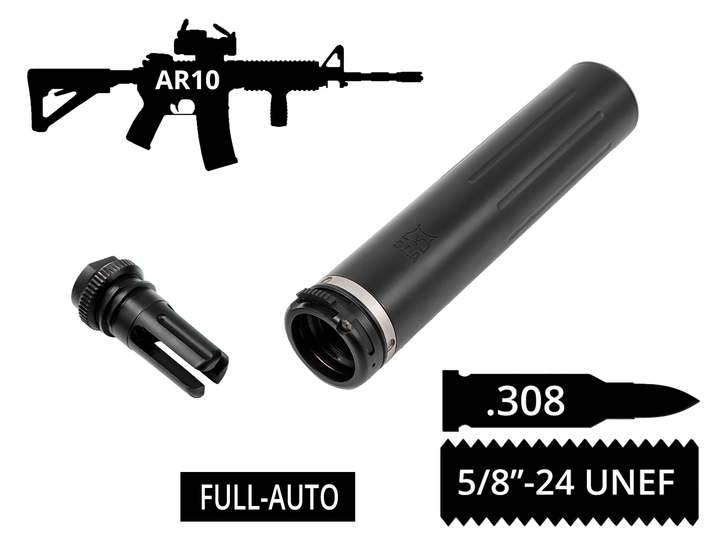 2в1 фулл-авто пбс+пламегас S.L.A. Military FH з швидкозʼємом .308 5/8"x28 UNEF AR-10 - зображення 1