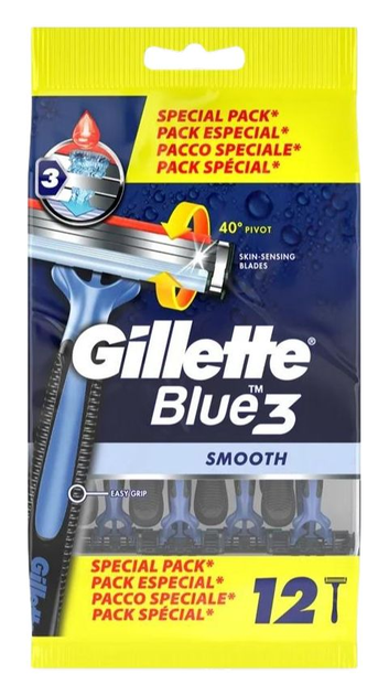 Одноразові чоловічі бритви Gillette Blue3 Smooth 12 шт (7702018467464) - зображення 1