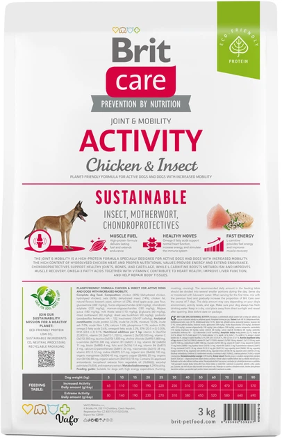 Корм для собак с повышенной активностью Brit Care Dog Sustainable Activity с курицей и насекомыми 3 кг (8595602559237) - Фото 2 Корм для собак с повышенной активностью Brit Care Dog Sustainable Activity с курицей и насекомыми 3 кг (8595602559237) - изображение 2