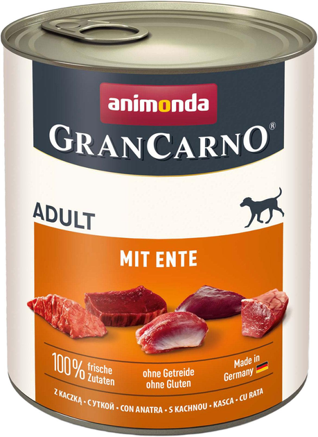 Mokra karma dla psów Animonda GranCarno Adult with Duck z kaczka 800 g (4017721828048) - obraz 1
