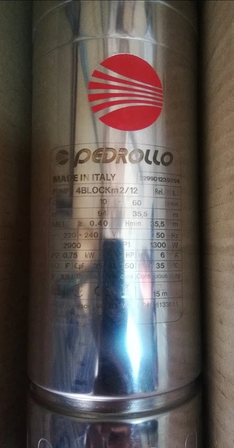 Pedrollo 4BLOCKm 2/12 Скважинный Насос (3.6 м³, 86 м, 0.75 кВт) - Фото 2 Pedrollo 4BLOCKm 2/12 Скважинный Насос (3.6 м³, 86 м, 0.75 кВт) - изображение 2