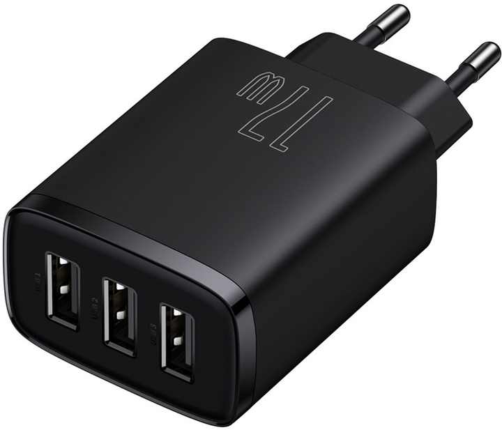 Ładowarka sieciowa Baseus Compact Charger 3U 17W EU Czarny (CCXJ020101) - obraz 2