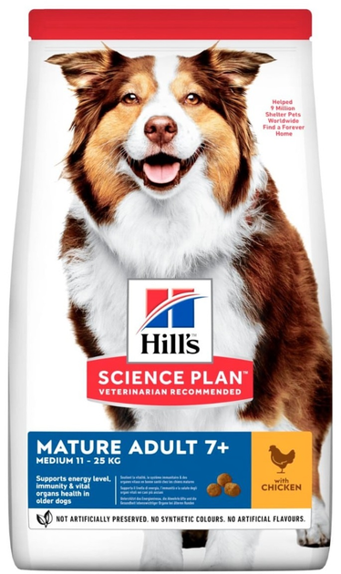 Sucha karma dla starszych psów średnich ras Hill's Science Plan z kurczakiem 18 kg (0052742025544) - obraz 1