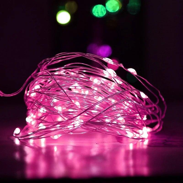 Гирлянда на медной проволоке (Капля росы) Xmas 100 Led 10м от батареек ...