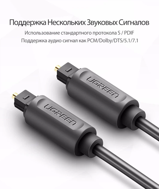 Кабель аудіо Ugreen Toslink оптичний 1М (AV122) - Фото 14 Кабель аудіо Ugreen Toslink оптичний 1М (AV122) - зображення 14