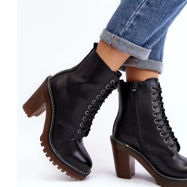 Botki damskie na słupku Arove 37 Czarne (5905677993912) - obraz 4