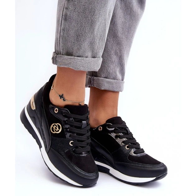 Sneakersy damskie na koturnie Genova 41 Czarne (5905677913804) - obraz 4