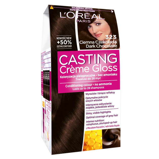Farba do włosów L'Oreal Paris Casting Creme Gloss 323 ciemna czekolada 160 ml (3600521366837) - obraz 1