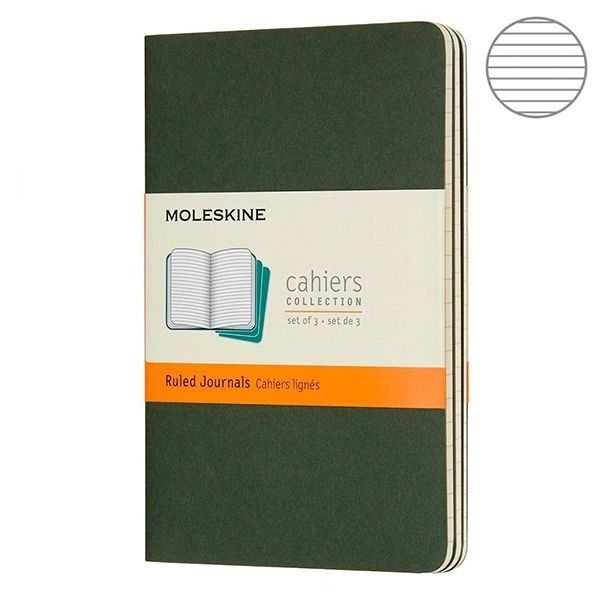 3 блокнот Moleskine Cahier маленьких зелених CH011K15 - Фото 1 3 блокнот Moleskine Cahier маленьких зелених CH011K15 - зображення 1