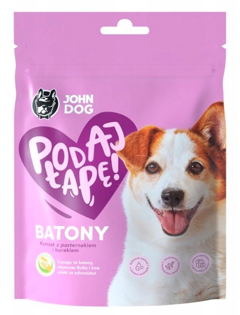 Przysmak dla psów John Dog Podaj Lape Batony z kurczakiem, pasternakiem i burakiem 140 g (5903769011032) - obraz 1