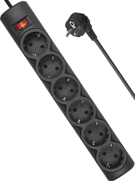 Сетевой фильтр Defender DFS 153 3 м 6 розеток Черный (4745090824841 ...