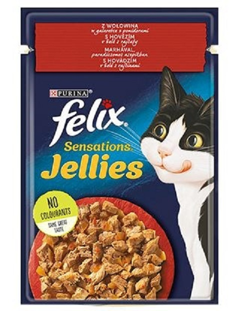 Mokra karma dla kotów Purina Felix Sensations Wołowina z pomidorami w sosie 85 g (7613039786413) - obraz 1