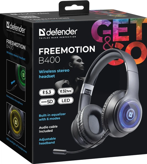Навушники Defender FreeMotion B400 Black LED Bluetooth (4745090824162) - зображення 10