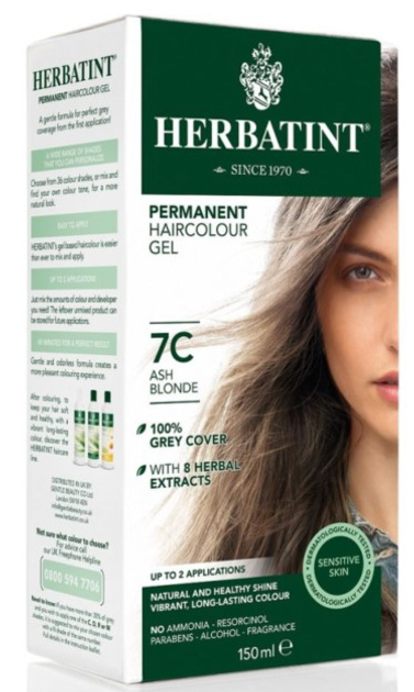 Żel-farba do włosów z utleniaczem Herbatint 7C Ash Blonde 150 ml (8016744805315) - obraz 1