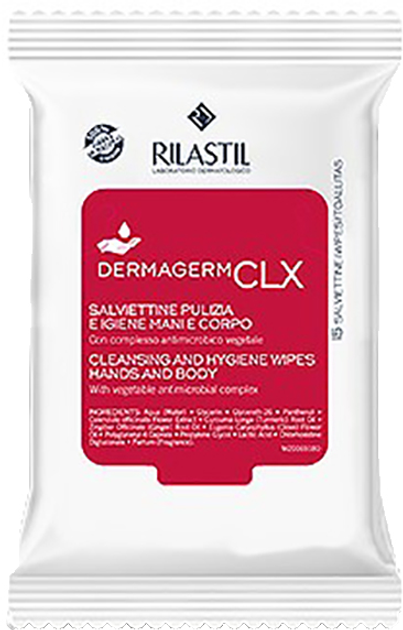 Chusteczki nawilżane Rilastil Dermagerm CLX Hand & Body Cleaning Wipes 15 stz (8050444859070) - obraz 1