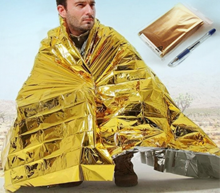 Спасательное одеяло от холода и жары, термоодеяло, термопокрывало - изображение 1