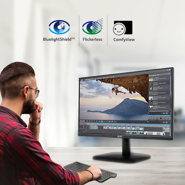 Монітор 21.5" Acer EK221QE3BI (UM.WE1EE.301) FHD IPS / 100Hz / 1ms VBR / 6-Bbit+FRC / sRGB 99% / AMD Free Sync / Eye Care Features / HDMI / VGA - зображення 5