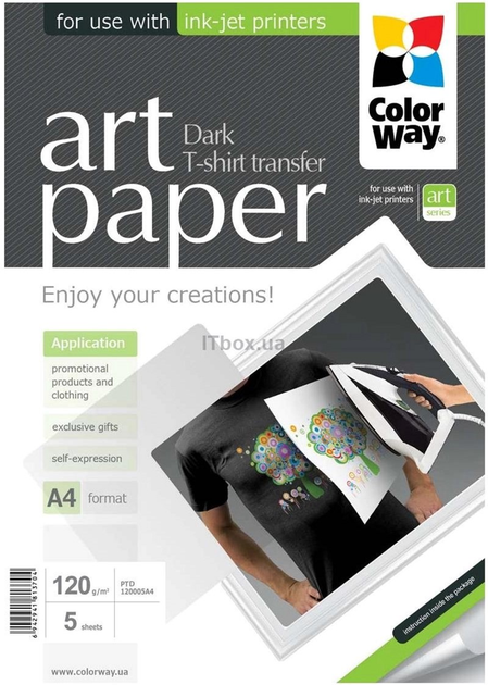 Фотопапір ColorWay ART T-shirt transfer dark A4 5 шт (PTD120005A4) - зображення 1