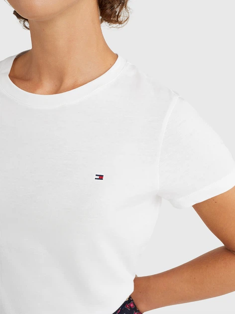 Футболка жіноча Tommy Hilfiger WW0WW22043-100 XS Біла (8719257297485) - зображення 4