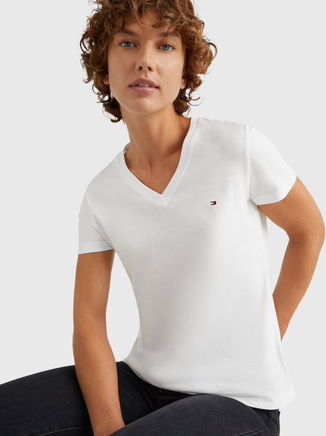 Koszulka damska bawełniana Tommy Hilfiger WW0WW24969-100 XS Biała (8719857906879) - obraz 4