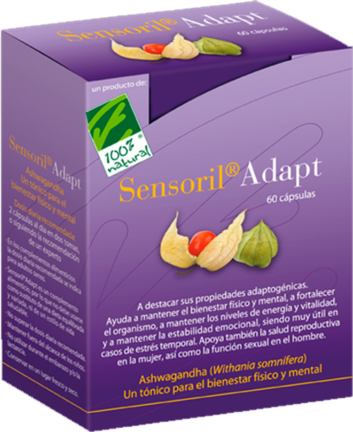 Suplement diety 100% Natural Sensoril Adapt 60 kapsułek (8437008750842) - obraz 1