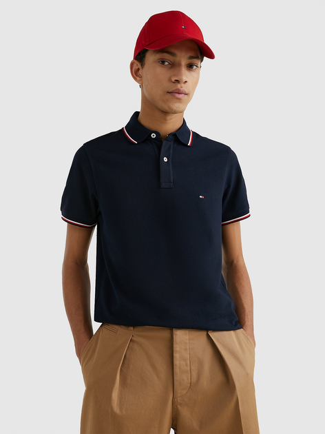 Koszulka polo męska Tommy Hilfiger MW0MW13080-DW5-YBR L Granatowa (8719861575894) - obraz 1