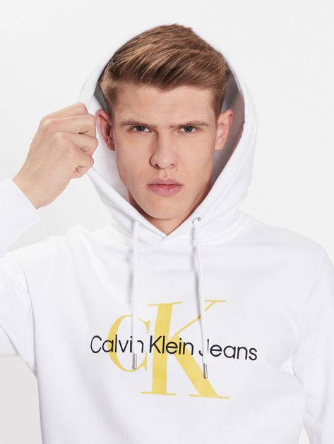 Bluza męska z kapturem Calvin Klein Jeans J320805-YAF L Biała (8720108065771) - obraz 4