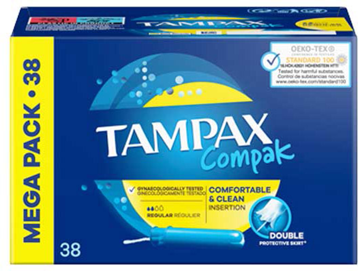 Tampony Tampax Compak Tampon Regular 38 U (8006540468203) - obraz 1