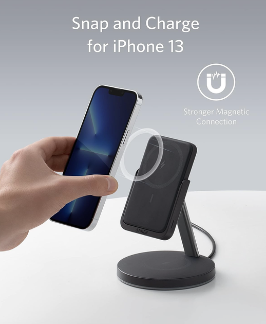Зарядная станция 2-in-1 Anker 633 Magnetic Wireless Charger MagGo 5000mAh Black (A25A7) - изображение 2