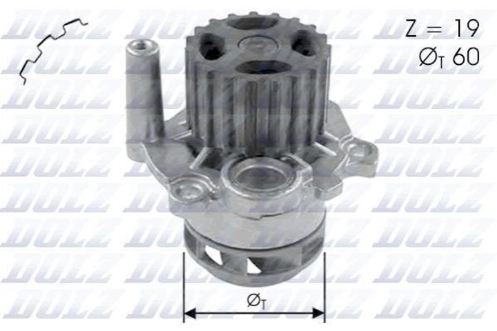 Водяний насос DOLZ A197 Skoda Fabia; Volkswagen Polo; Seat Ibiza 045121011C, 045121011CX, 045121019A - зображення 1