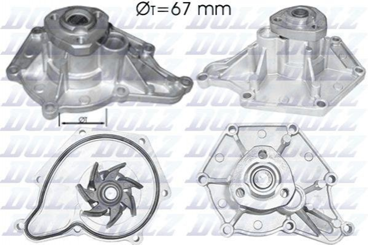 Водяний насос DOLZ A213 Audi Q7, A6, A5, A7, A4, A8, Q5, Allroad; Volkswagen Touareg, Phaeton; Porsche Cayenne 06E121005D, 06E121005F, 06E121005N - зображення 1