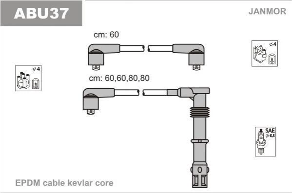 Провода высоковольтные Janmor ABU37 Volkswagen Golf, Passat, Jetta ...