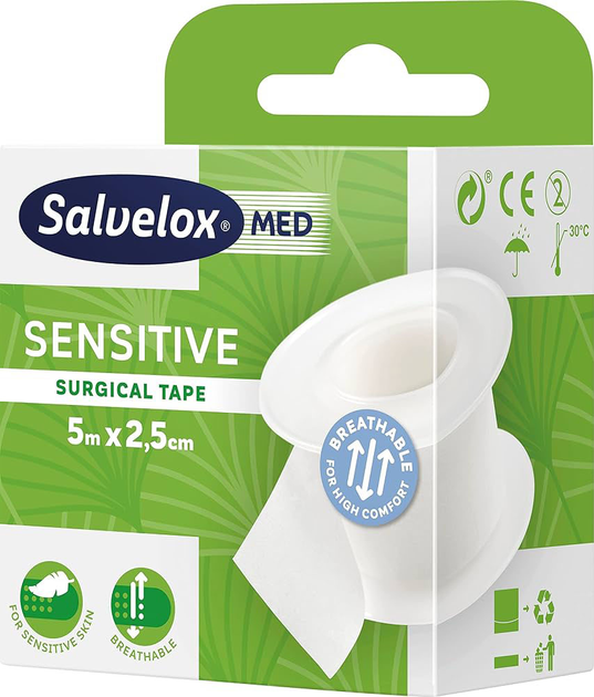 Plaster Salvelox Hypoallergenic Tape 2.5 cm x 5 m (8470001656889) - obraz 1