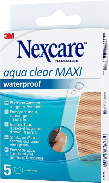 Plastry medyczne są wodoodporne 3M Nexcare Aqua Clear Maxi Waterpoof 5 szt (4054596746664) - obraz 1