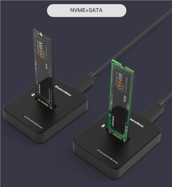 Док станція Blueendless SD03A для M.2 SSD NVMe (PCIe) / NGFF (Sata) Type-C USB 3.1 Gen 2 Кишеня - зображення 4