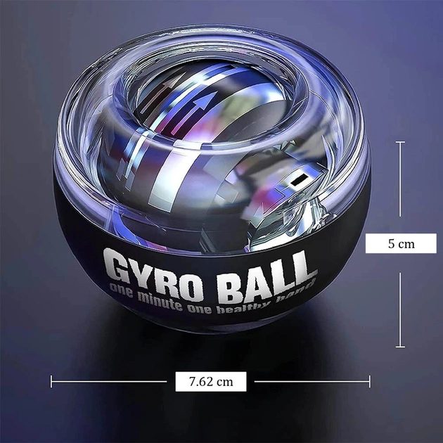 Гіроскопічний кистьовий еспандер ( Гіробол ) тренажер Gyro Power круглий Gyro Power Black (арт.1324) - зображення 2