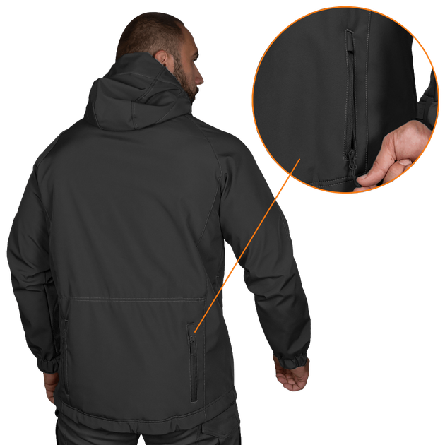 Куртка тактична демісезонна чоловіча для силових структур Stalker SoftShell Чорна (7226), S (OPT-34521) - зображення 3