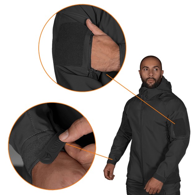 Куртка тактична демісезонна чоловіча для силових структур Stalker SoftShell Чорна (7226), S (OPT-34521) - зображення 4