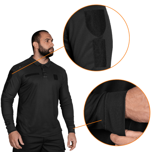 Поло Paladin Long LT CoolPass Pique Light Чорне (7367), XXXXL - зображення 4