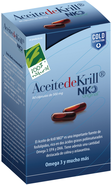 Suplement diety 100% Natural Aceite De Krill NKO 500 mg 80 kapsułek (8437008750392) - obraz 1
