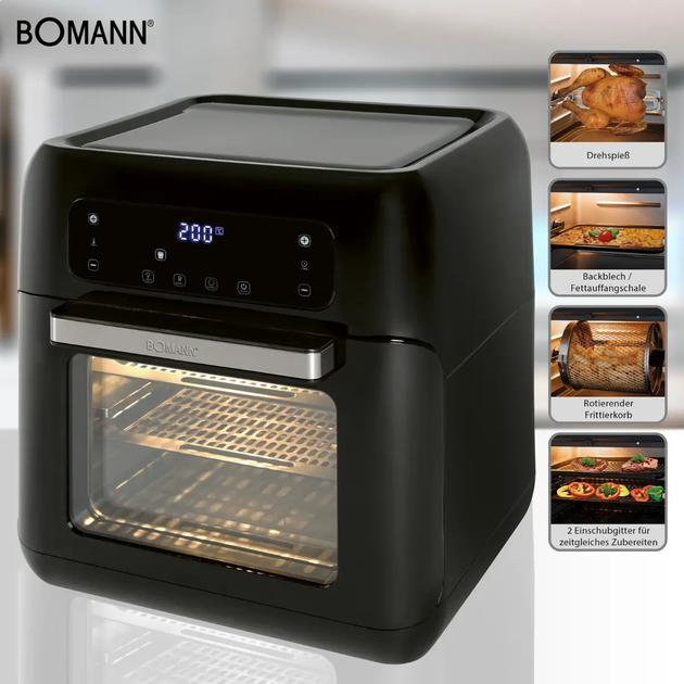Мультипечь аэрофритюрница Bomann FR 6031 H CB (11л, 9 програм, 1.5 Квт, Німеччина) - зображення 7