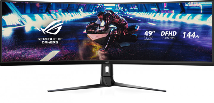 Монітор вигнутий 49' Asus ROG Strix XG49VQ Black, WLED, VA, 3840x1080, 32:9, 1800R, 4 мс, 450 кд/м², 3000:1, 178°/178°, DP/2xHDMI, 2xUSB 3.2, AMD FreeSync Premium Pro - изображение 1