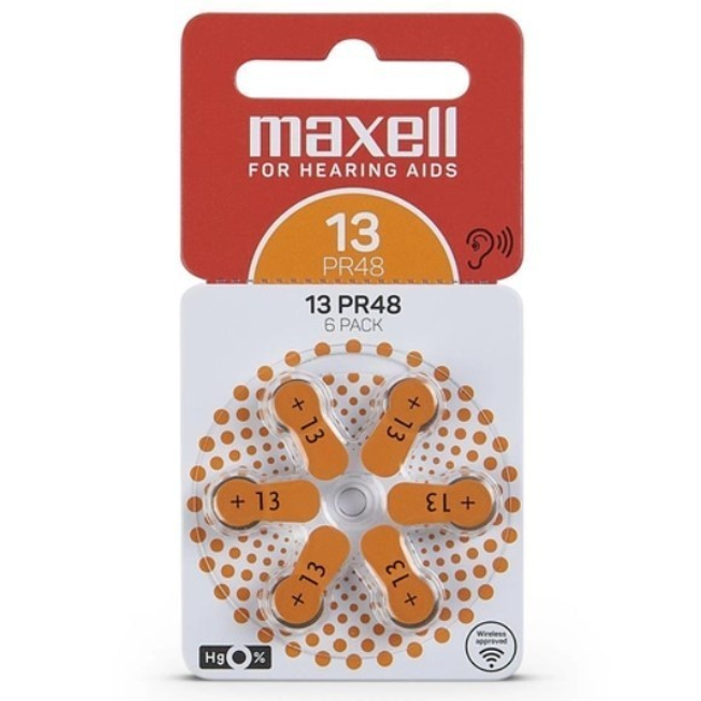 Батарейки Maxell PR48 (ZA13) 6BS Zinc Air для слуховых аппаратов – фото ...