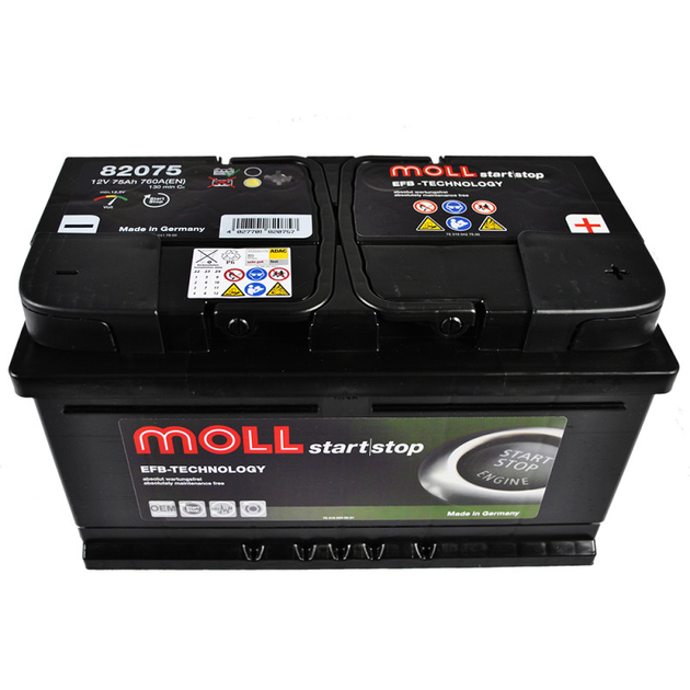 Автомобільний акумулятор MOLL EFB (Lb4) 75Ah 760A R+ MOLL - изображение 2