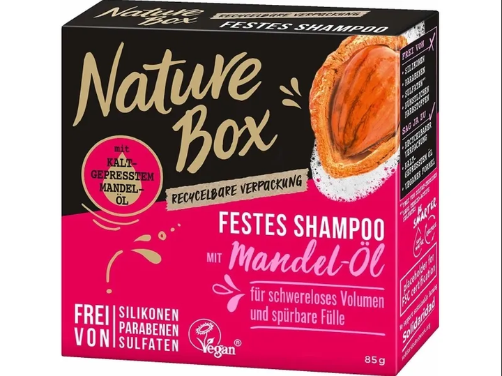 Твердий шампунь Nature Box з мигдальною олією для об'єму 85 г (4015100426946) - Фото 1 Твердий шампунь Nature Box з мигдальною олією для об'єму 85 г (4015100426946) - изображение 1
